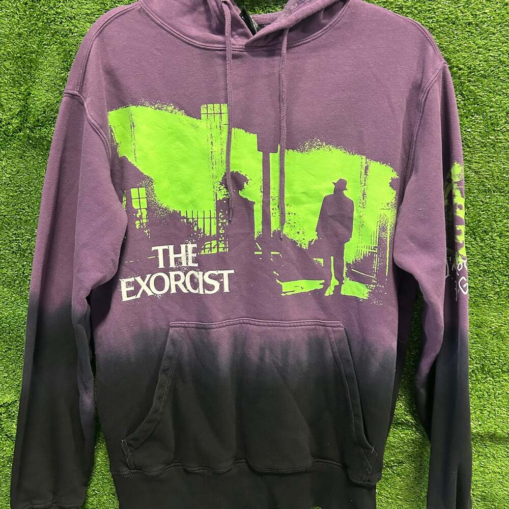 The Exorcist Men's Purple and Black Dip Dye Graphic Horror Hoodie